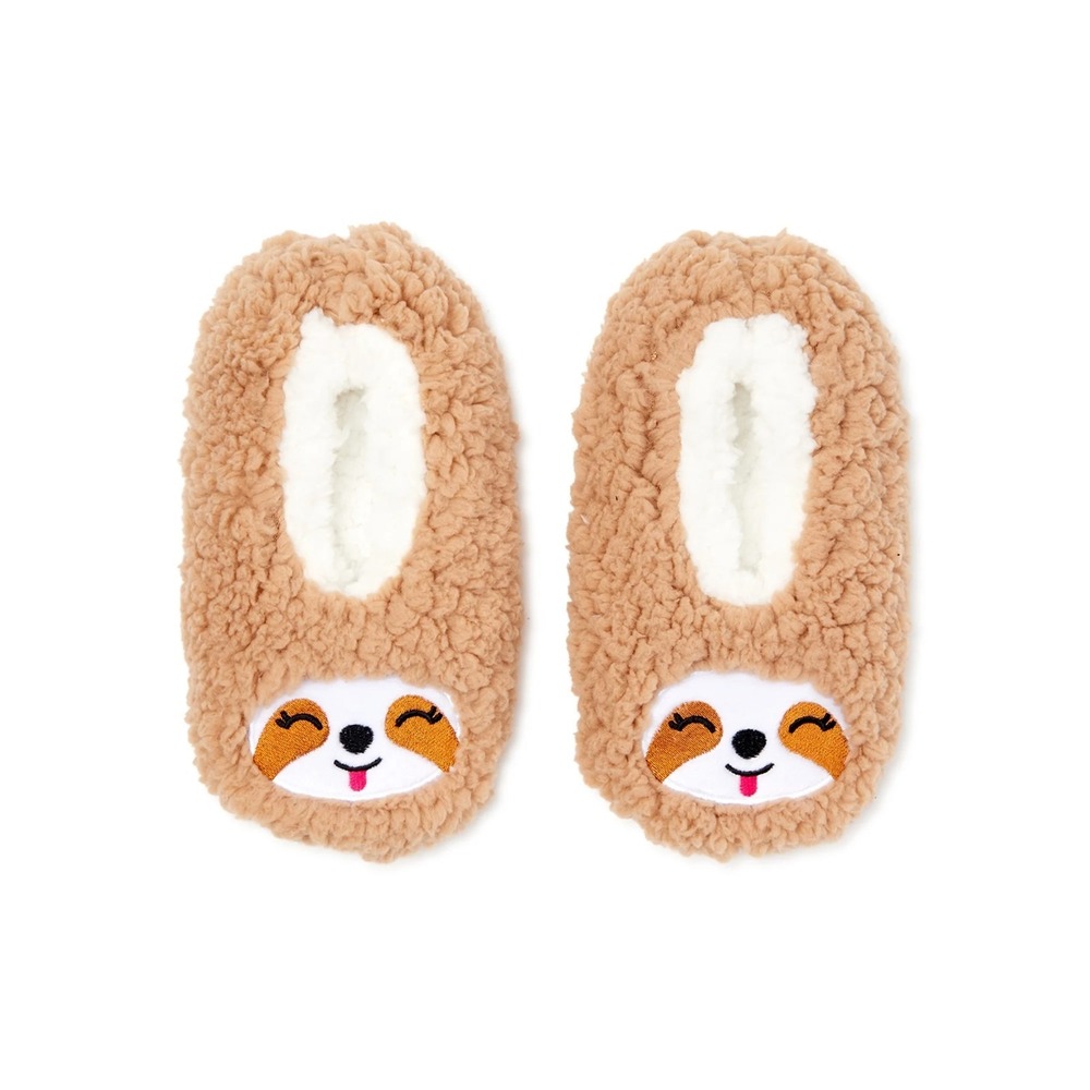 Wonder Nation Girls Sloth Slipper Socks, 1 Pack‎ Size 13-14